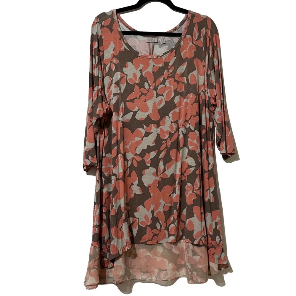 Lori Goldstein LOGO Size 2X Floral Print Asymmetrical Hem Tunic